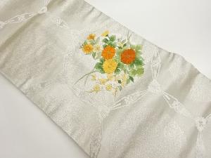 丸に花々模様刺繍名古屋帯